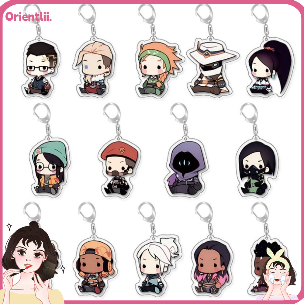 Orienttk Valorant Chiro, 5.5 ซม.สีสัน Valorant อะคริลิคพวงกุญแจ,ตกแต่ง 2 ด้านการพิมพ์ Anti-scratch Valorant Keyholder พิมพ์เกมอะนิเมะ