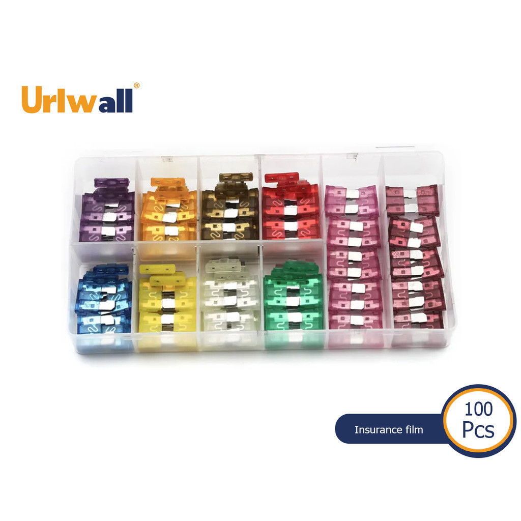 Urlwall 100PCS 3A-40A รถยนต์รถความปลอดภัยฟิวส์มาตรฐานชุดสารพัน Auto รถใบมีดฟิวส์สําหรับรถยนต์ขนาดกลาง