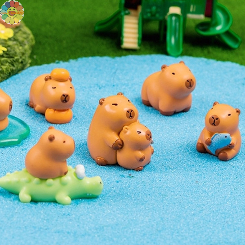 Gogo Mini Capybara เครื่องประดับ Kapibala จระเข้ตุ๊กตา Micro ภูมิทัศน์ตกแต่งตุ๊กตา Miniature Pond Decor ของเล่น TH
