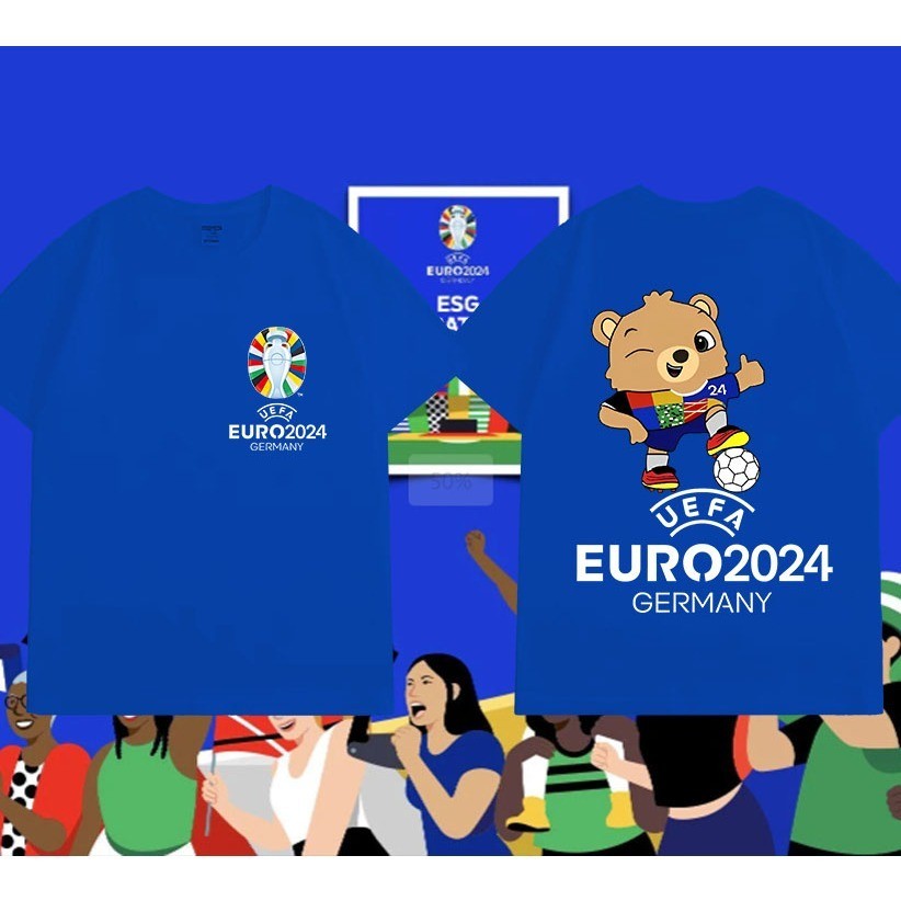 สไตล์ใหม่ 2024 uefa european football championship พิมพ์ผ้าฝ้าย การแข่งขันฟุตบอลยูโร แบบ Unisex S-5X