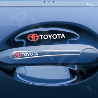 4/8 ชิ้น Toyota โปร่งใส ติดมือจับประตูรถยนต์ สติกเกอร์ป้องกันชามประตู ป้องกันรอย กเกอร์ตกแต่งรถยนต์ for Toyota Prius Fortuner Corolla Cross CHR Camry Wish Vios Veloz Estima Sienta Yaris Ativ Altis Hilux Revo Sienta bZ4X Hiace