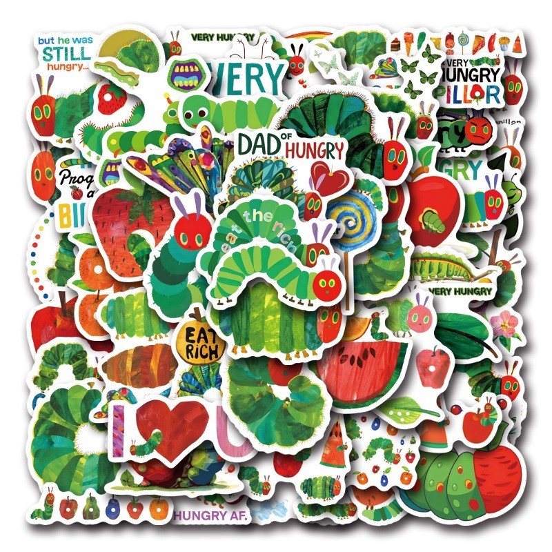 Z&ม 50 ชิ้น/เซ็ต The Very Hungry Caterpillar สติกเกอร์สติกเกอร์กันน้ํารูปลอกสําหรับของเล่น