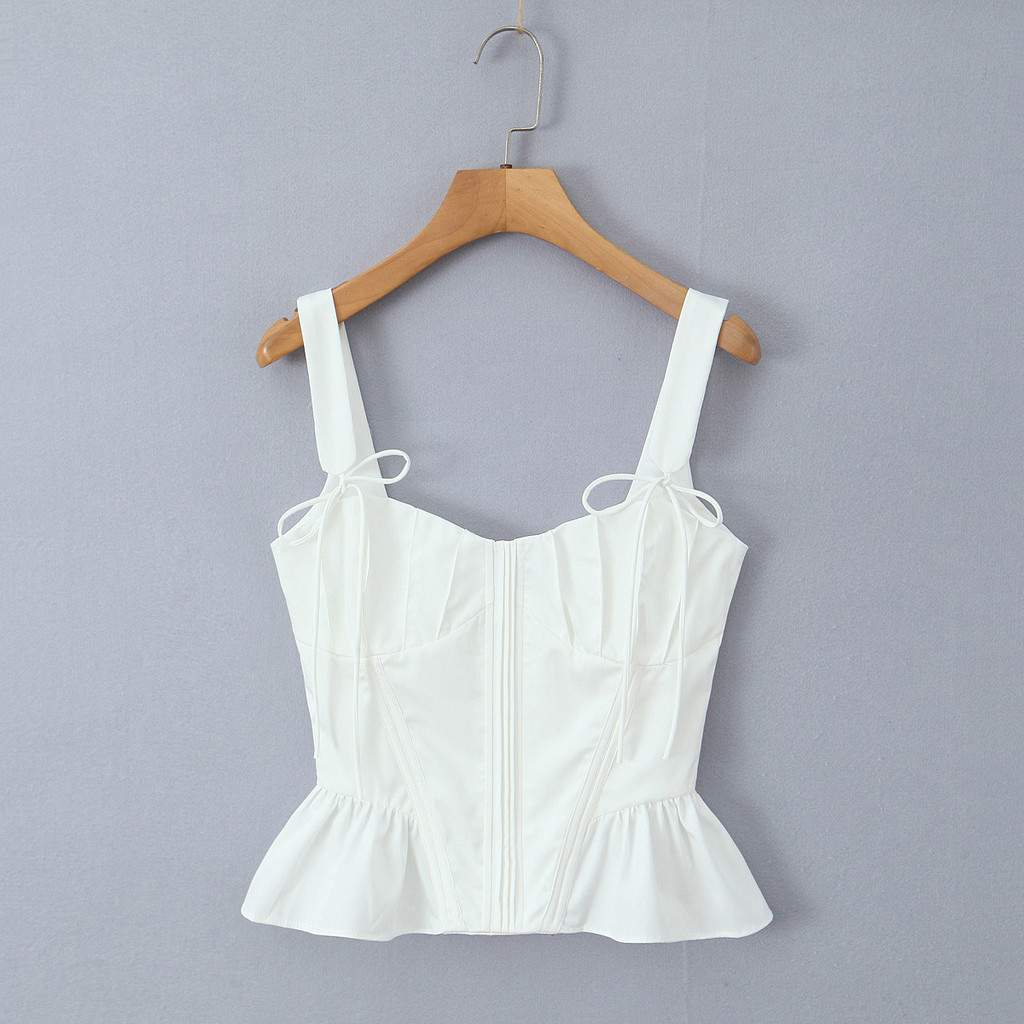 Uibey Fashion Ruffled Edge เสื ้ อกั ๊ กสีทึบอเนกประสงค ์ 7262