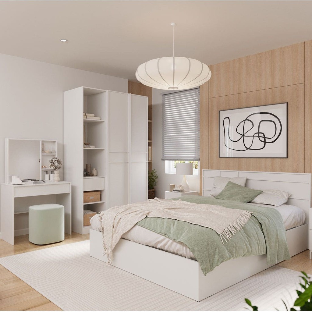 Koncept Furniture ชุดห้องนอน ขนาด 5 ฟุต รุ่น Hamako สีขาว  แบรนด์ KONCEPT FURNITURE