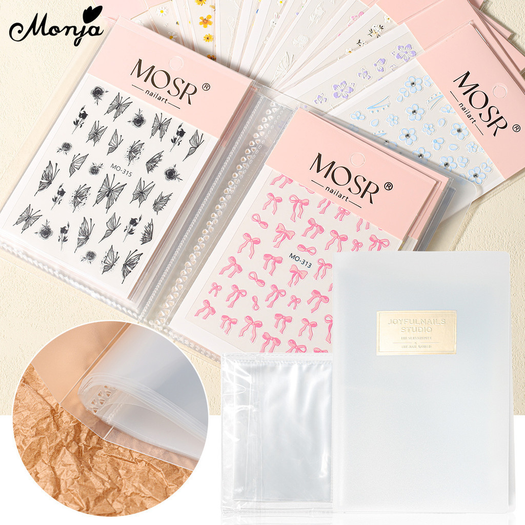 Monja 40/84 ช่องสติกเกอร์เล็บหนังสือที่ว่างเปล่าผู้ถือแสดงแสดงชั้นวางเล็บสติกเกอร์ รวบรวม เครื่องมือ
