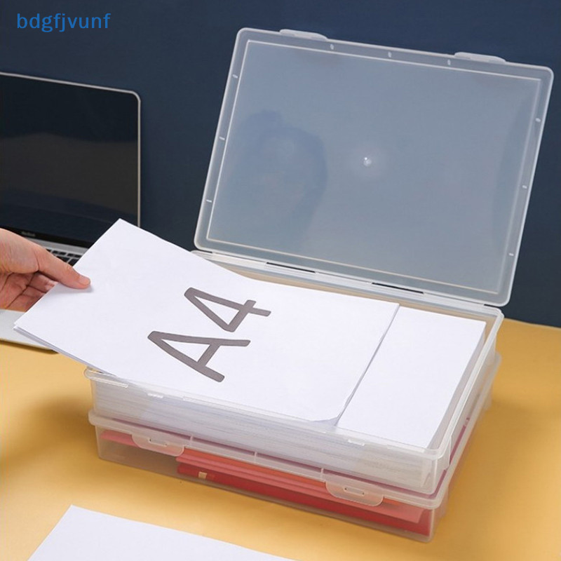 Bdgf กล่องเก็บแฟ้มพลาสติกองค์กรกล่องเก็บสี่เหลี่ยมโปร่งใส A4 กล่ององค์กรเดสก์ท็อปกล่องเก็บฝุ่น TH
