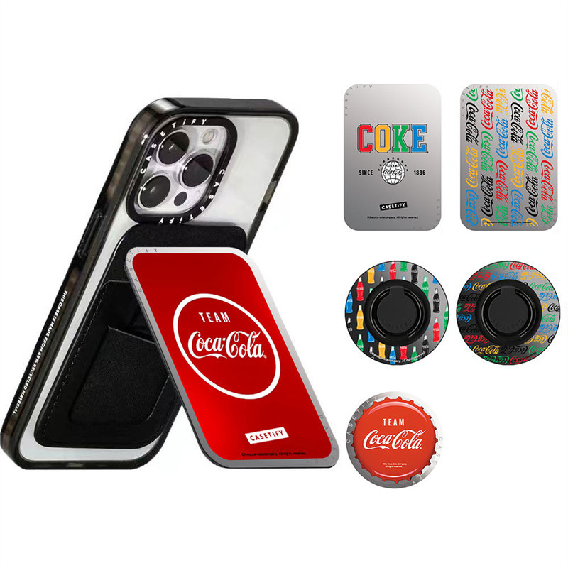 Casetifycoca ColaSnappy Cardholder Stand Magnetic compatible universal Grip Magnetic case mirror Creative Telescopic พับโทรศัพท์ Grips กล่องบรรจุ