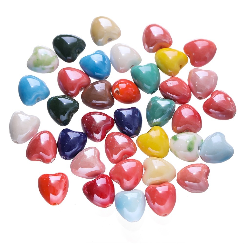 St.kunkka 12*13 มม.5/10 ชิ้นลูกปัดเซรามิคที่มีสีสัน 3D Love ลูกปัดเซรามิคสําหรับ DIY สร้อยข้อมือสร้อยคอทํา