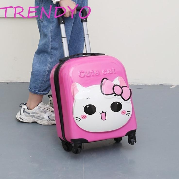 Trendyo กระเป๋าเดินทางขนาด 18 นิ้ว, กระเป๋าเดินทางลายการ์ตูน ABS + PC กันน้ํา, 4 ล้อแบบพกพา 3D ความจุขนาดใหญ่กรณีขึ้นเครื่องเด็ก