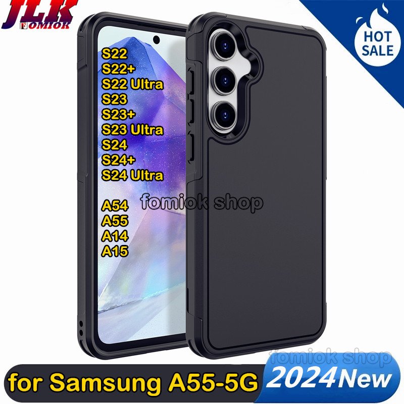 [JLK] สําหรับ Samsung Galaxy A55 A54 A15 A14 S24 Ultra S23 + S22 Plus ฝาครอบป้องกัน Heavy Duty น้ําหนักเบา Slim กันกระแทก Hard Case