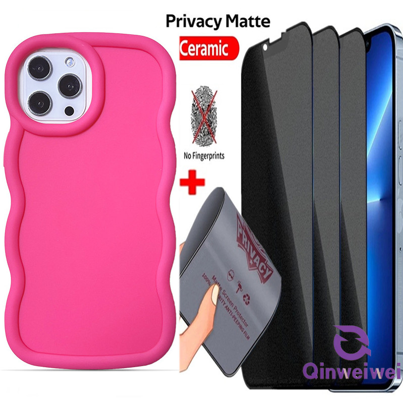 2in1 1 ชิ้นเคสโทรศัพท์ + 1 ชิ้น Matte Anti Spy เซรามิคกระจกนิรภัยสําหรับ Huawei Nova Y6P Y7 Y6 Y90 Y