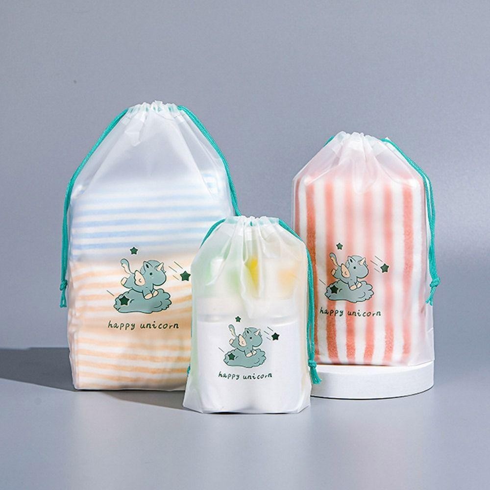 UUMIR ถุงเก็บรองเท้า, การ์ตูนไดโนเสาร์ Matte โปร่งใส Drawstring Bag, Creative PE แขวนกระเป๋ากันฝุ่น Travel Bundle กระเป๋าเดินทางกลางแจ้ง/Busness Trip