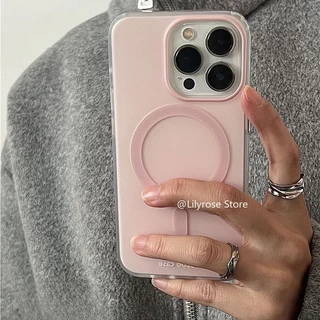 Matte Soft TPU เคสโทรศัพท์สําหรับ iPhone 12 13 14 15 16 Pro Max เคสโทรศัพท์แม่เหล็กลูกกวาดสีชมพูสีฟ้าสีเหลือง Zoozoo กรณี Y2K ins