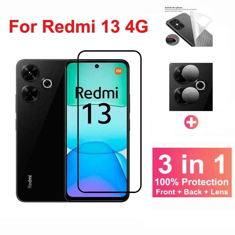 ฟิล์มกระจก Xiaomi Redmi 13 4G กระจกนิรภัย HD ป้องกันหน้าจอ สำหรับ Xiaomi Redmi 13 13C 12 12C Note 13 12 12S Pro Plus 4G 5G ฟิล์มกระจกกันเลนส์กล้อง & ฟิล์มหลัง