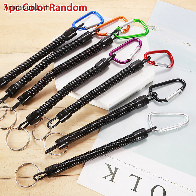 Annasun Retractable ฤดูใบไม้ผลิเชือกยืดหยุ่น Hook Security Gear Key Chain เครื่องมือสําหรับเดินป่า Camping Anti-lost พวงกุญแจโทรศัพท์ Carabiner TH