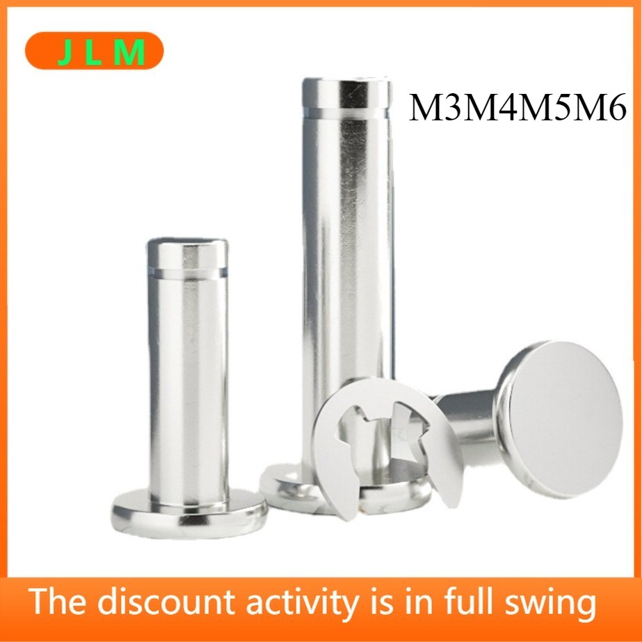 ((JLMO) สแตนเลส 304 Pin Shaft M3M4M5M6 หัวแบนพร้อม Slot Pin Shaft Circlip Pin ตําแหน่งเล็บขาทรงกระบอก