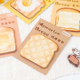 30 แผ่นการ์ตูน Memorize Bread Series Sticky Notes แผ่นบันทึกแบบพกพาสําหรับนักเรียน