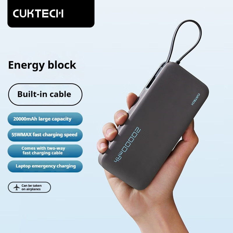 Zmi CUKTECH PB200N Power Bank 20000mAh 55W แบตเตอรี่สํารองจอแสดงผล LED ในตัวสาย PD3.0 QC PPS Fast Charger