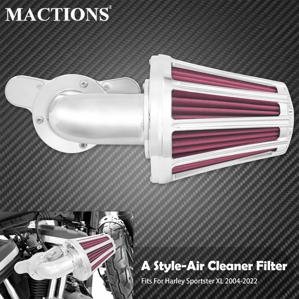 BAMotorcycle Chrome Air Filter Cleaner Red Element For Harley Sportster XL 72 48 1200 883 Iron Forty