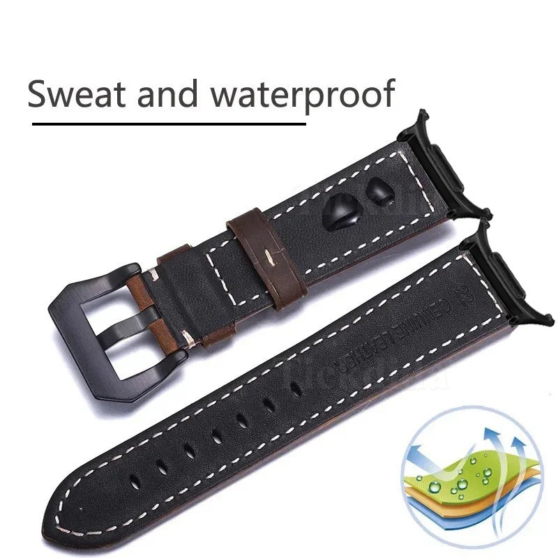 สายหนังแท้คุณภาพสูงสําหรับ Samsung Galaxy Watch 7 Ultra Band Vintage Frosted Strap สําหรับนาฬิกา Ultra 47 มม.อุปกรณ์เสริม