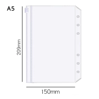 แฟ้ม LR A4 และขนาดยาว Organizer, A6/A5 PP Binder ฝาครอบใส 6 หลุมหลวมสําหรับเครื่องเขียนเงินผู้ถือเอกสาร