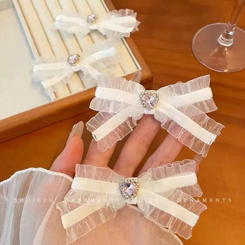 ซูเปอร์นางฟ้าโบว์รักกิ๊บหวานเกาหลีด้านเรียบคลิปสาวแฟชั่นอุปกรณ์ผม