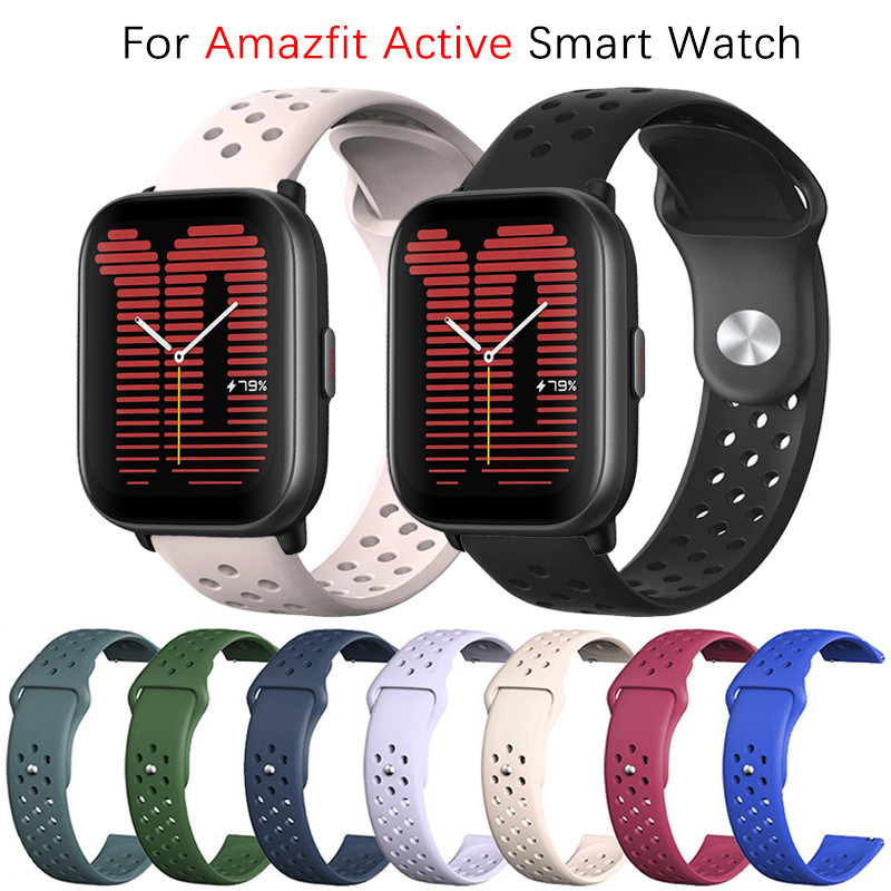 สายนาฬิกาซิลิโคนกีฬาแบบนุ่มสําหรับ Amazfit Active / Active 2 สมาร์ทวอทช์สร้อยข้อมือวงระบายอากาศสายรัดข้อมือ