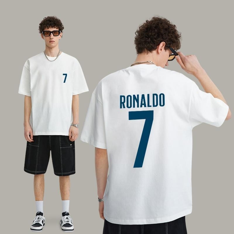 YOU-T [จัดส่งในประเทศไทย] เสื้อยืดขนาดใหญ่ผ้าฝ้าย 100%,เสื้อยืดพิมพ์ลาย "RONALDO"คอกลม,สวมใส่สบายชุดลำลอง