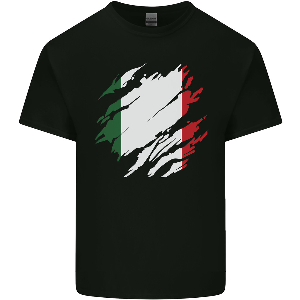 Torn Italy Flag Italians Day Football Mens Light Cotton T-Shirt