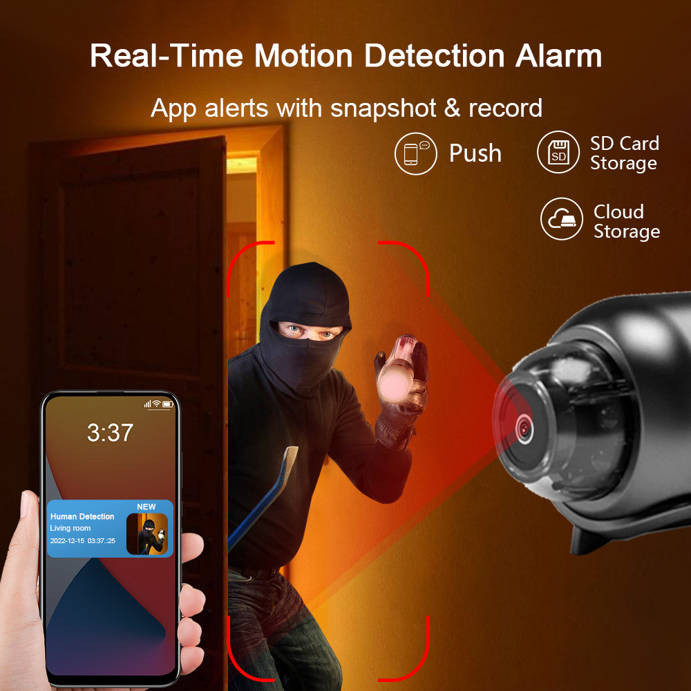 1080p กล้องซ่อน Super Mini กล้องวงจรปิดไร้สาย 140 องศามุมกว้าง WIFI IP กล้อง Motion Detection กล้องวงจรปิดความปลอดภัยกล้อง