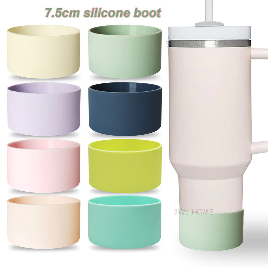 7.5 ซม.ซิลิโคน boot 24oz ซิลิโคนป้องกัน boot ใช้งานร่วมกับ S-tanley 30 & 40oz Tumbler Anti-fall Anti-drop ซิลิโคนด้านล่าง สําหรับ Tumbler owala 24oz boot