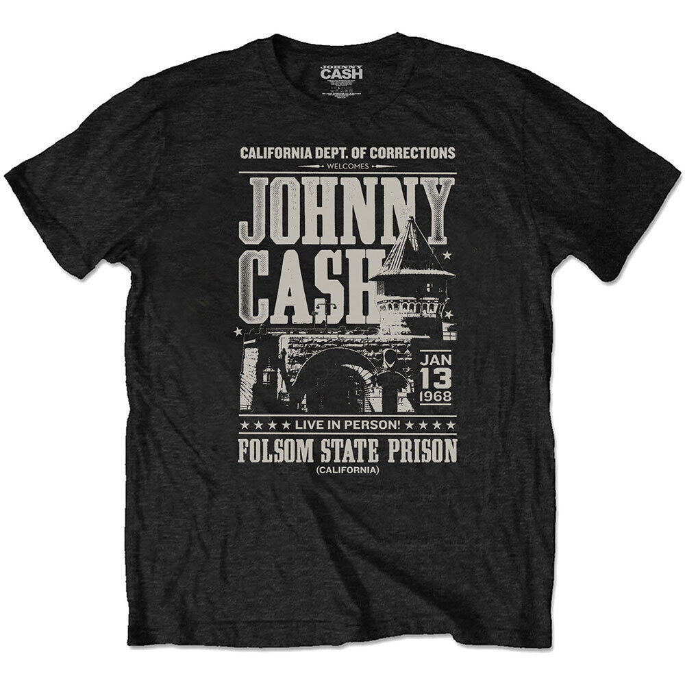 Johnny Cash Live At Folsom Prison 68 เสื้อยืด สินค้า Xs-3Xl ใหม่