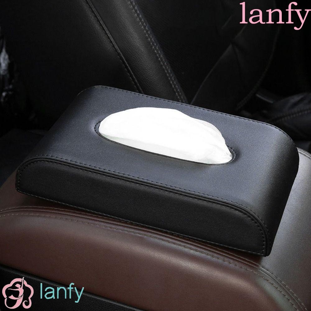Lanfy กล่องที่เท้าแขนกล่องกระดาษทิชชู,สะดวก Universal Car Sun Visor กล่องกระดาษทิชชู,ประเภทที่นั่งมัลติฟังก์ชั่น PU หนังแขวนผู้ถือผ้าเช็ดปาก SUV