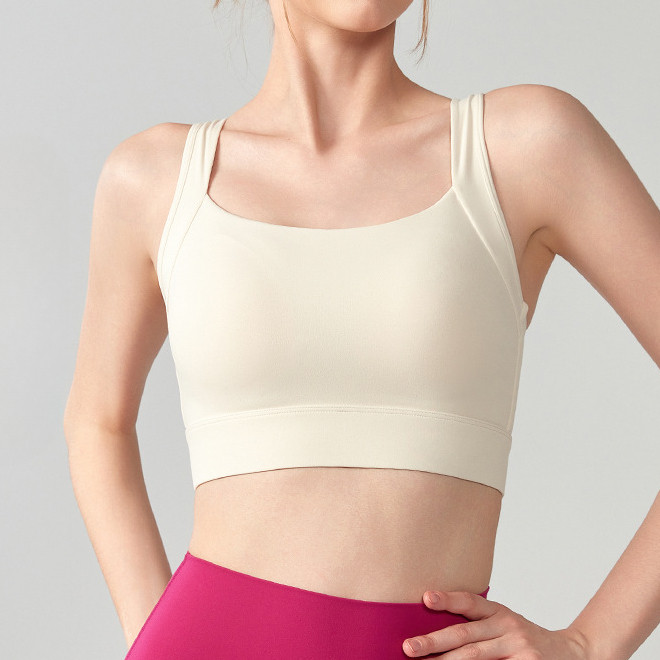 Airactive Leisure Yoga Sports Bra Fixed Pads Back Buckle Mesh-stitching High Support - รูปที่ 4