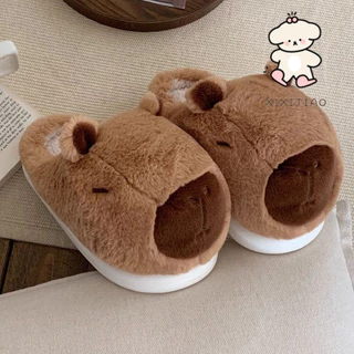 Xixtiao รองเท้าแตะผ้าฝ้าย Kapibara ผู้ชายผู้หญิง Home Keeping Warm Plus กํามะหยี่น่ารักคู่
