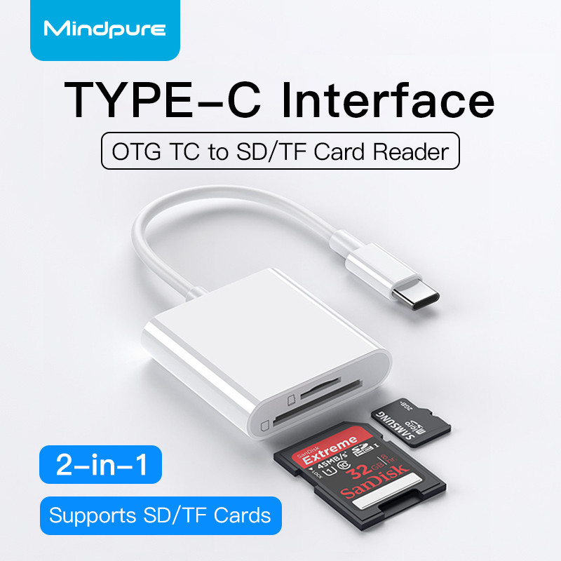 ⚡COD⚡Mindpure Type-C to SD+TF เครื่องอ่านการ์ด 2-in-1 - อะแดปเตอร์ USB 3.0 ความเร็วสูงแบบ Dual Slot 