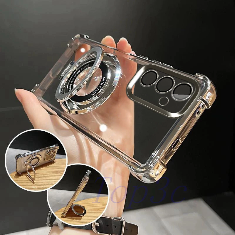 เคส Samsung S24 FE ทรงขายึดถุงลมนิรภัยป้องกันการตกเคสโทรศัพท์แบบใส CDSJ