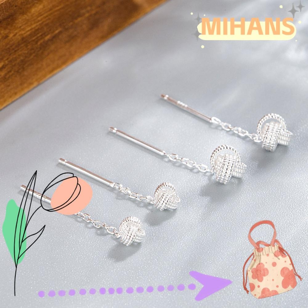 Mih ต่างหูพู่ผูกปม,แฟชั่น Ruyi Knot พู่เจาะต่างหู,ของขวัญเรียบง่ายทุกวันต่างหูเครื่องประดับปาร์ตี้มีสไตล์