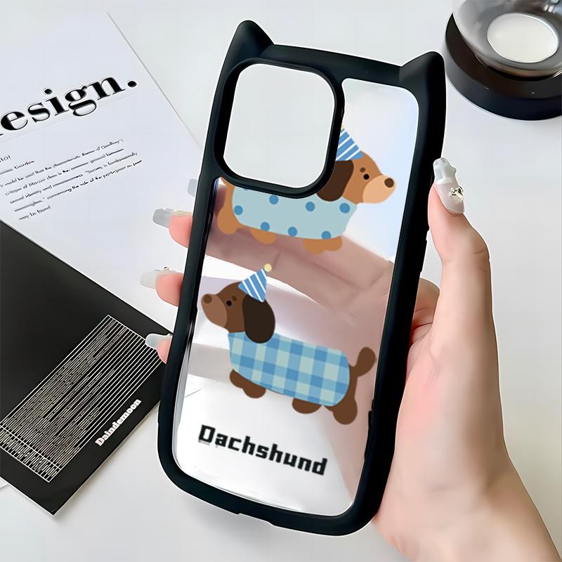 เคสโทรศัพท์ลายสุนัขสองตัว ดีไซน์สุนัขไส้กรอก ใช้ได้กับ iPhone 7 8 Plus 11Pro 13Pro เคส 11 12 13 14 1