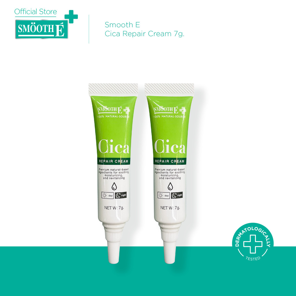[แพ็ค 2] Smooth E Cica Repair Cream 7g. ลดรอยแดง ผิวอักเสบ ลดผิวแพ้ง่าย แก้หลุมสิว ผิวแห้งเป็นขุย สม