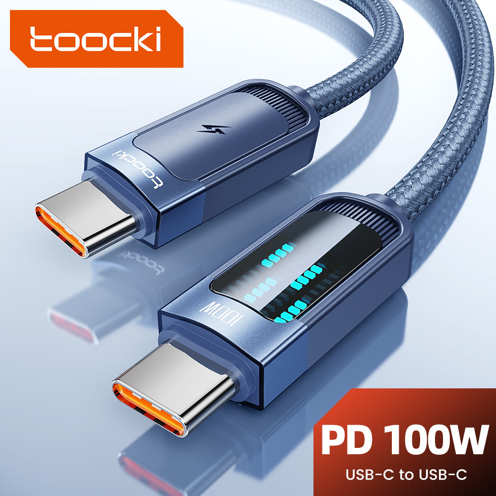Toocki CC 100W สายถักวันที่พร้อมตัวบ่งชี้ LED Fast Charge PD20W ประเภท CL อลูมิเนียมสําหรับ PC แท็บเล็ตโทรศัพท์