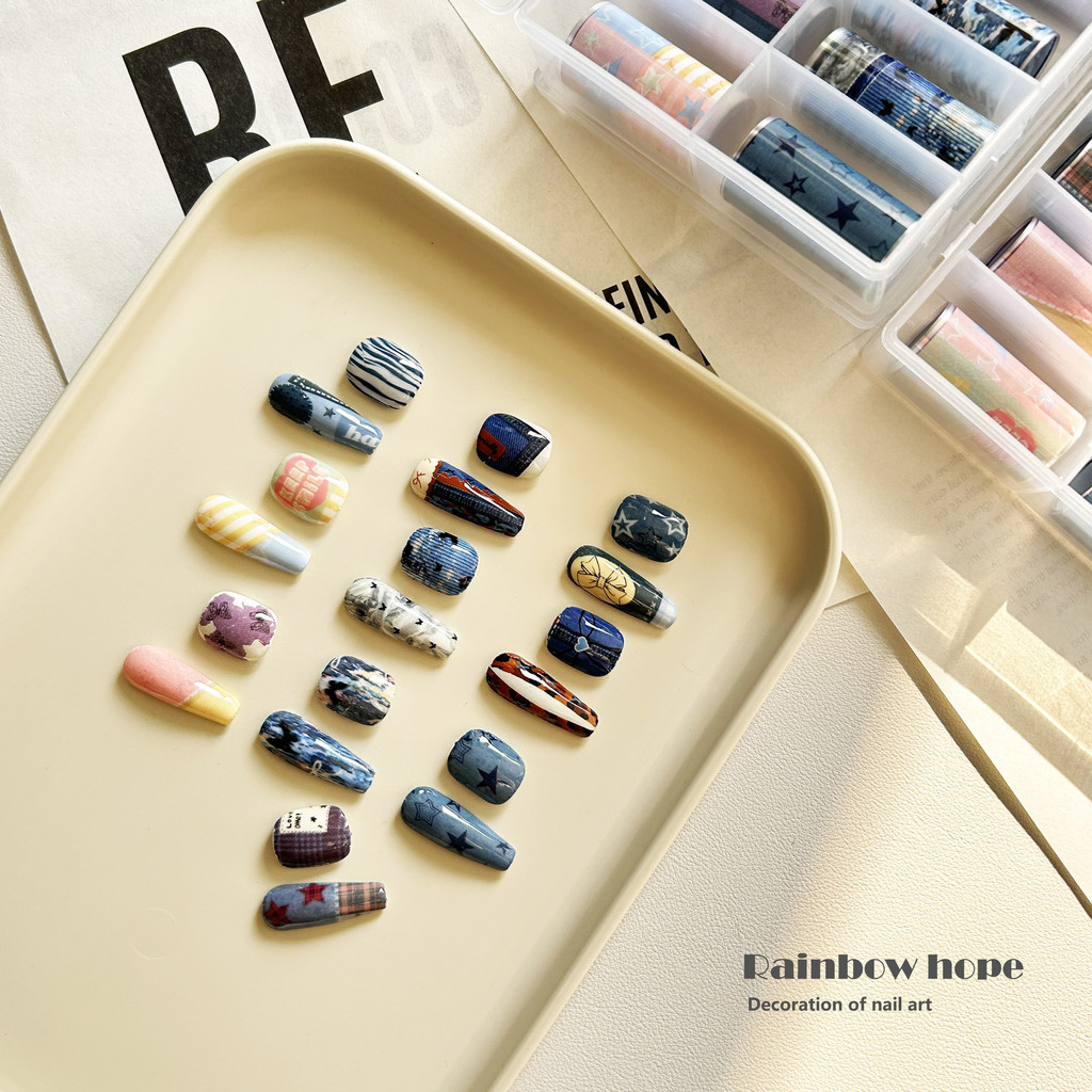 บริสุทธิ์ ความต้องการ อิน สไตล์เล็บโอนกระดาษผ้ายีนส์เย็บเสือดาวพิมพ์กราฟฟิตีสวมใส่เล็บสติกเกอร์อุปกรณ์ - รูปที่ 2