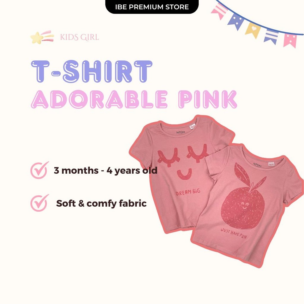 Lefties Baby & Kids Girl Lefties Pink T-shirt Premium Cotton Tee (3 เดือน - 4 ขวบ)