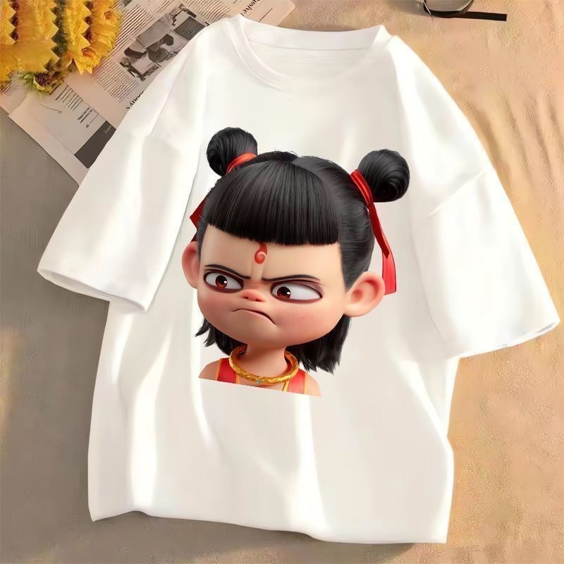 Nezha 2 Movie  2025 Nezha 2 Demon Child Ocean Adventure Summer Kids Graphic T-Shirt Round Neck