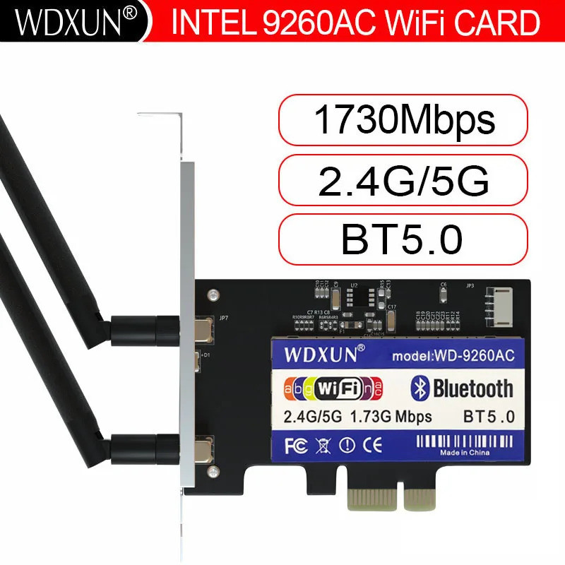 คอมพิวเตอร์เดสก์ท็อปไร้สาย Intel 9260 9260ac Dual Band 1730Mbps MU-MIMO Windows 10 WiFi Bluetooth 5.