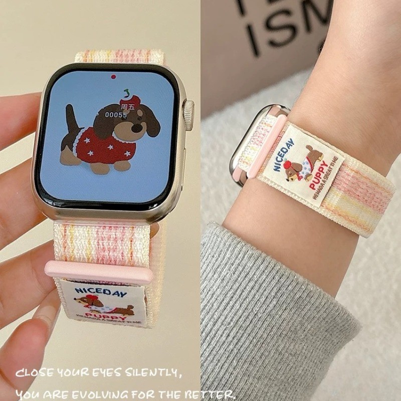 การ์ตูนไนลอนห่วงสําหรับ Apple Watch Band 42/46/49 มม. Ultra-2 Series 10/9/8/SE/7/6/5/4 กีฬา pride