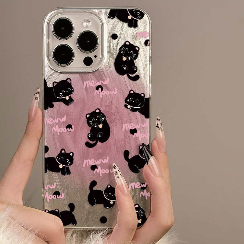 สีชมพูเคสโทรศัพท์สําหรับrealme C55 6i C21 C21Y C25Yหมายเหตุ 50 60 C20 C11 C53 5i 5 5s C35 C51 C65 C63 C30 C33 10 C30S 8 8i Narzo 50 น่ารักสีดําแมว