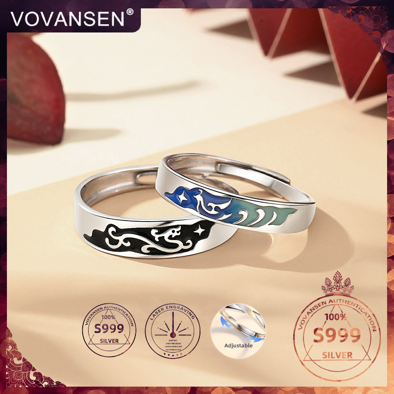25327-4 VOVANSEN 100% S999 แหวนเงินคู่ปรับ,S999 cincin,ที่กําหนดเองเลเซอร์แกะสลักแหวน Jewelleryเครื่
