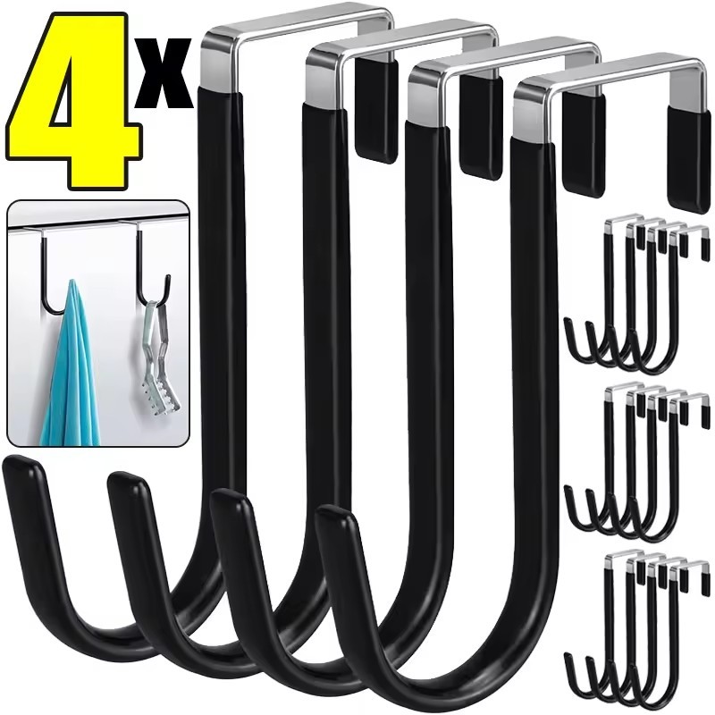 Non-punch S-รูปตะขอโลหะสแตนเลสห้องครัวห้องน้ําตู้ประตูHooks Coatผ้าเช็ดตัวแขวนผู้ถือOrganizer