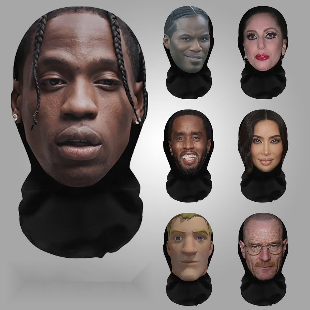 ซีรีส์คนดัง -3D Full Face Mask P Diddy/Kanye ตัวละครจําลองตลก headwear พัดลมเล่นตามบทบาท Taylor Swif